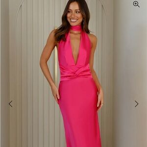 Elegant Pink Halter Dress